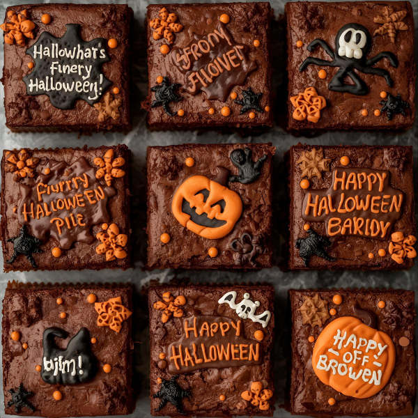 Brownies con frases graciosas para Halloween