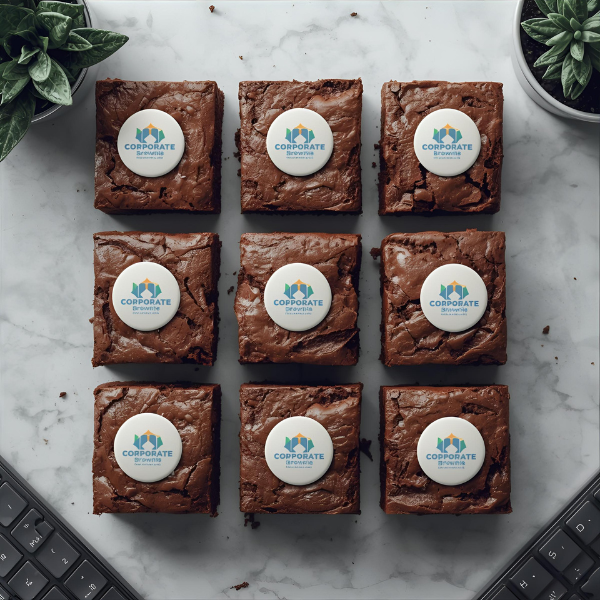 Brownies corporativos con logo: branding que se come