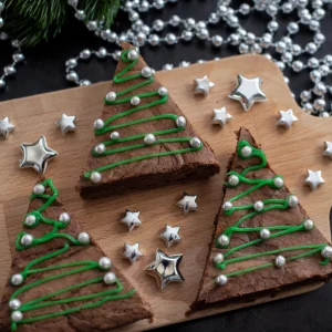 Brownies decorados con motivos navideños