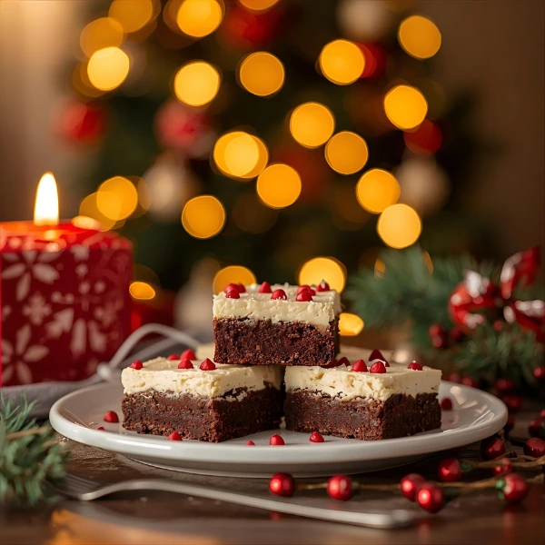 Brownies navideños para parejas con mensaje romántico