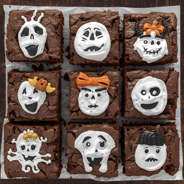 Frases con juego de palabras para Halloween en brownie
